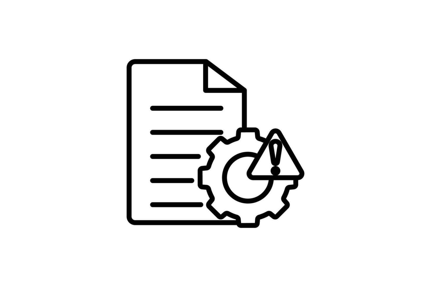Error report icon. document with gear and exclamation mark. icon related to warning, notification. suitable for app, user interfaces, printable etc. Line icon style. Simple vector design editable