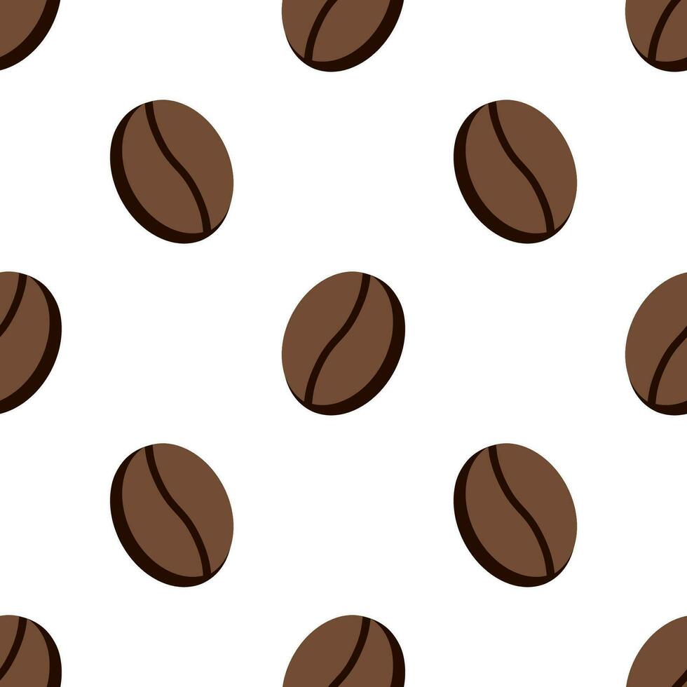 Coffee bean seamless pattern on white background. vector
