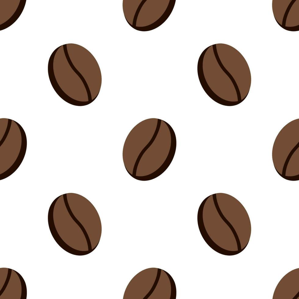 Coffee bean seamless pattern on white background. vector