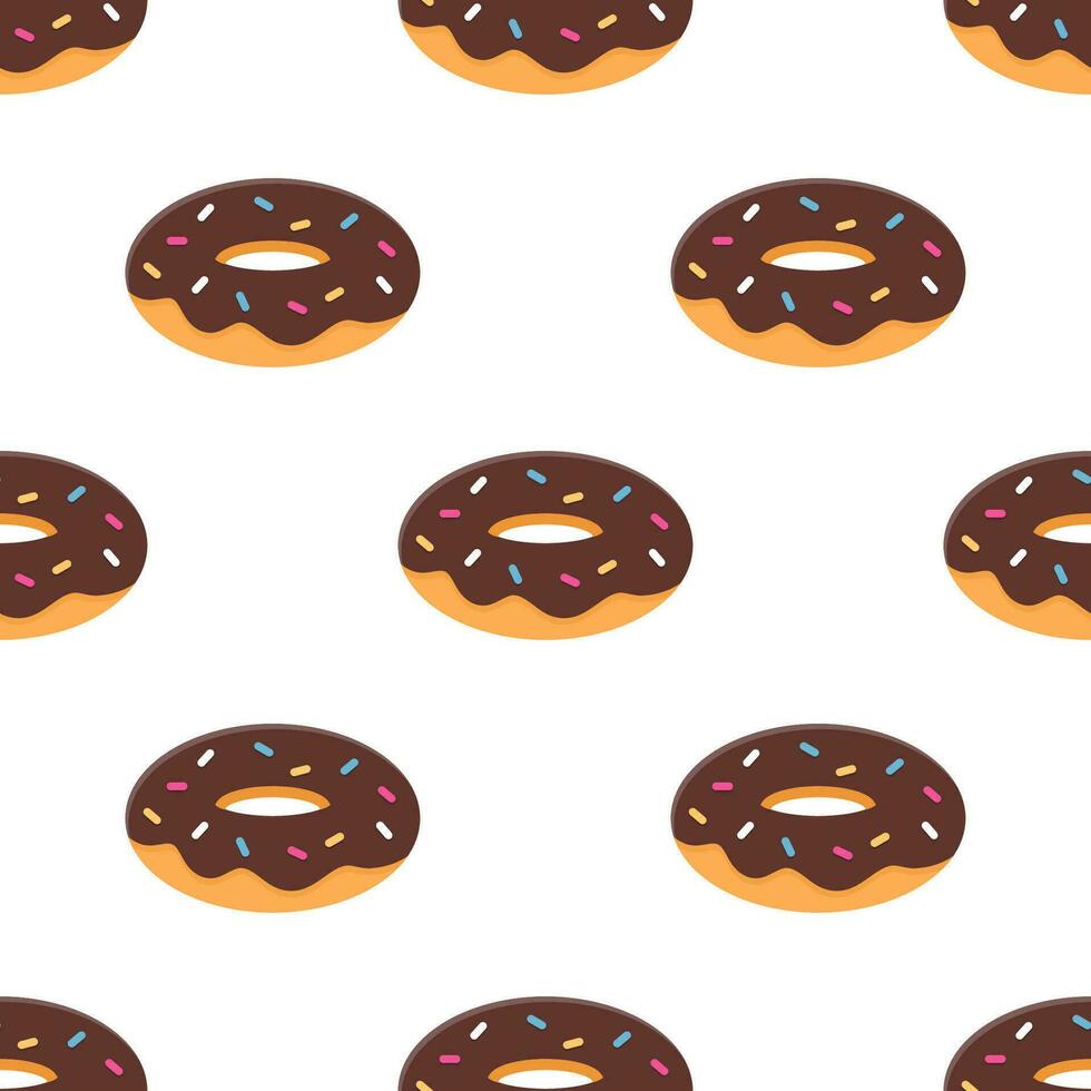 Donut seamless pattern on white background. vector