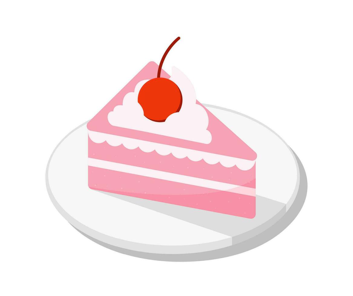 Strawberry Cake vector element on White background.