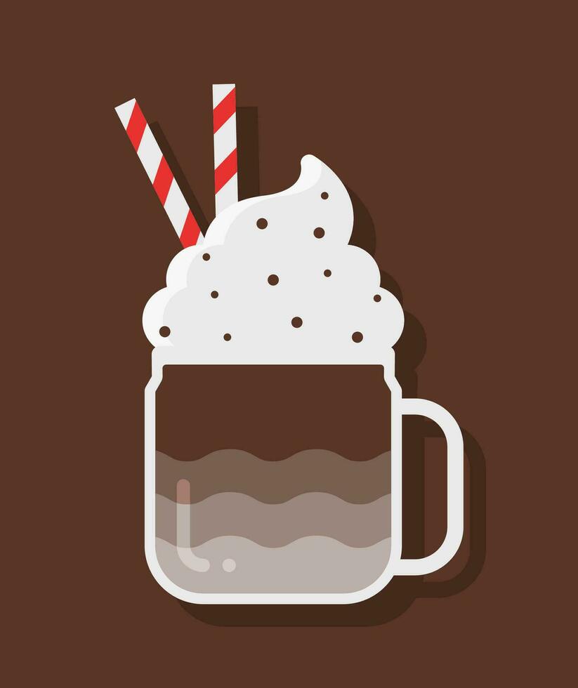 A glasses of Coffee whipped cream vector element.