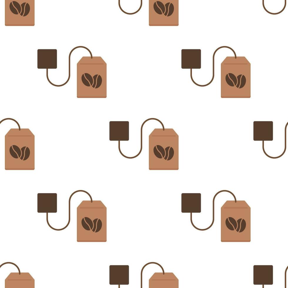 Coffee bag seamless pattern on white background. vector