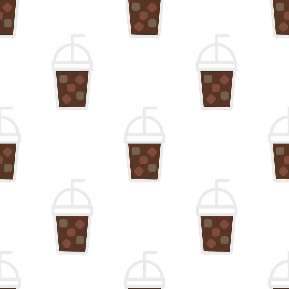 Iced Coffee Seamless pattern on white background. vector