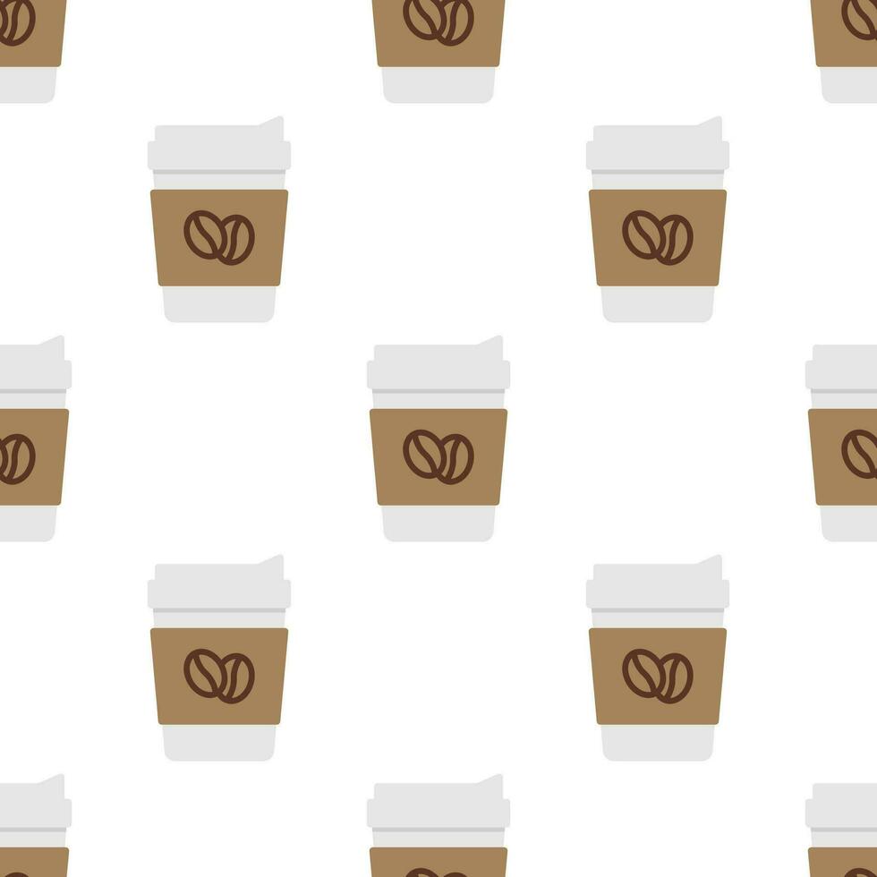 Cup of Coffee seamless pattern on white background. vector