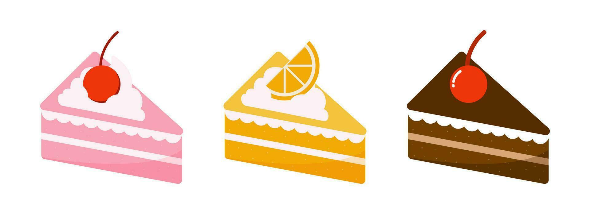 Collection of Cake slices vector element on White background.