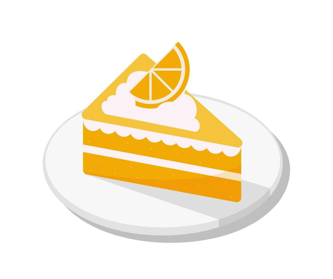 Orange Cake vector element on White background.