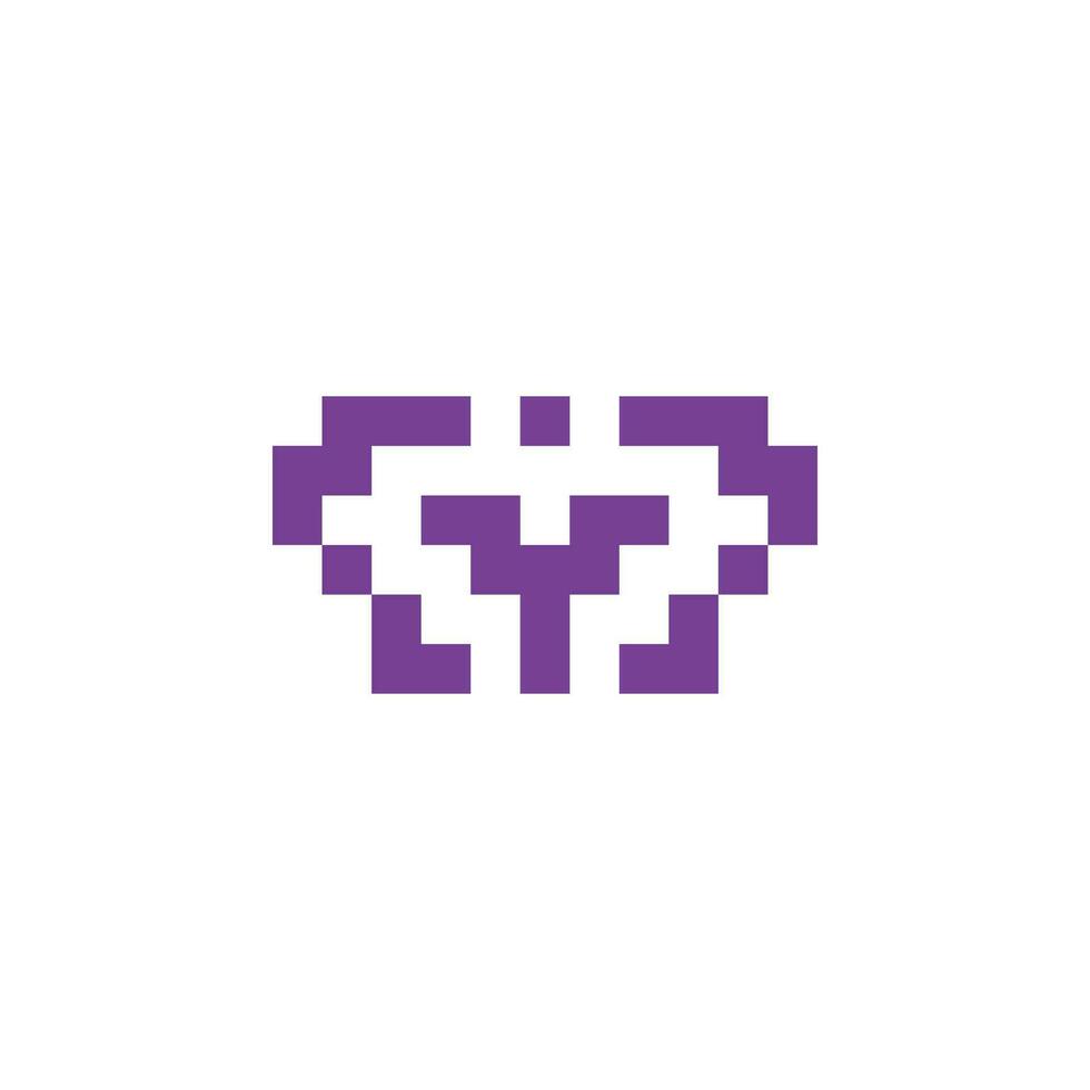 a pixelated purple heart with letter y vector