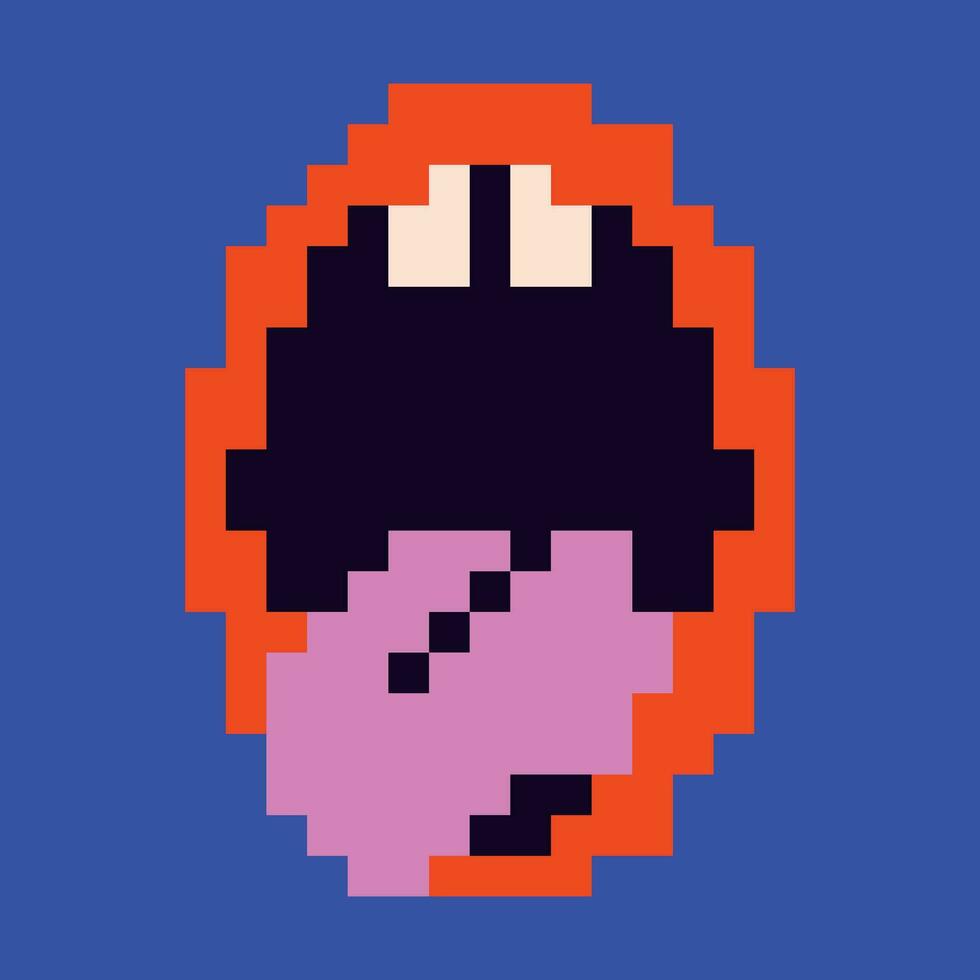 a pixel art image of a tongue sticking out of a mouth vector