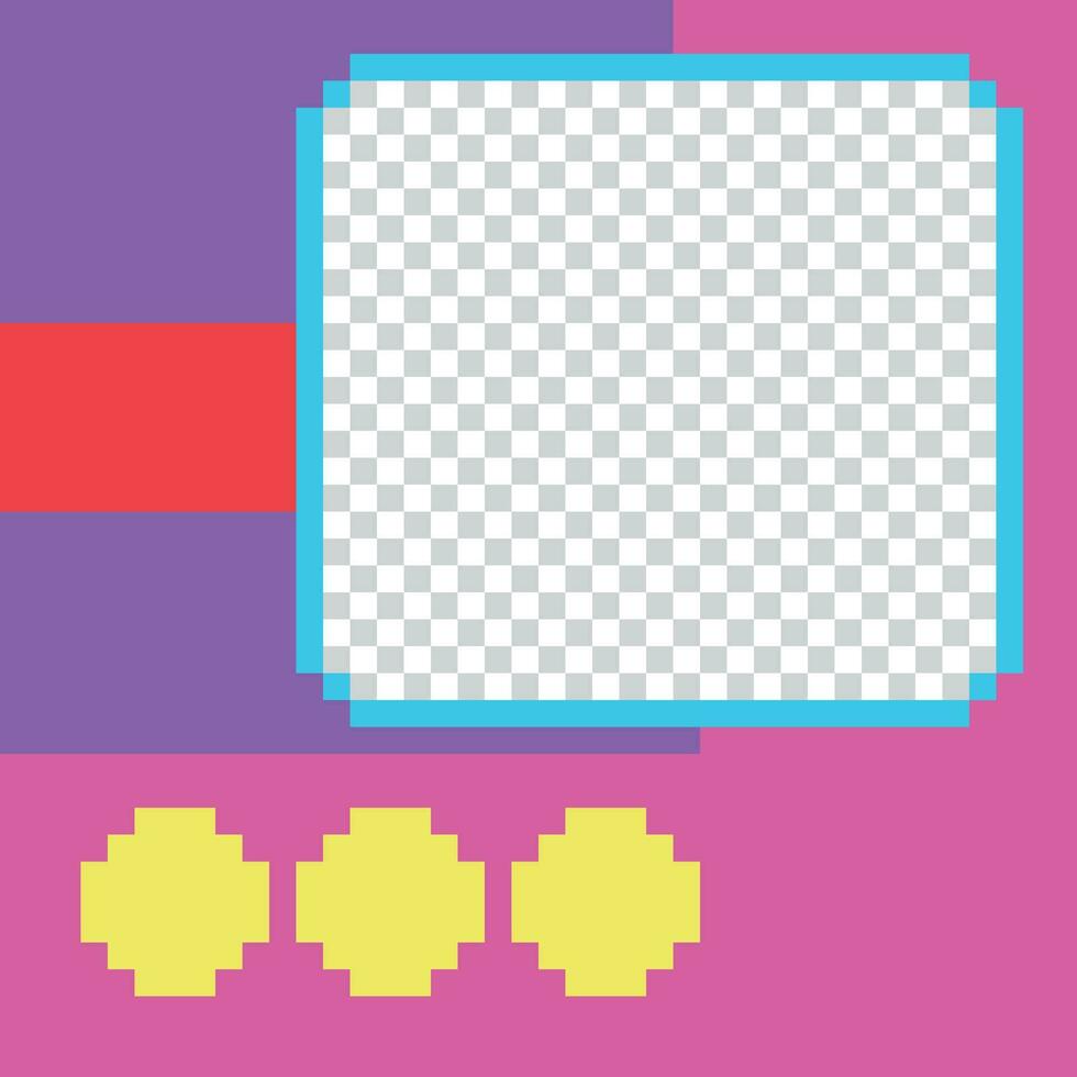 pixel art square frame feed social vector