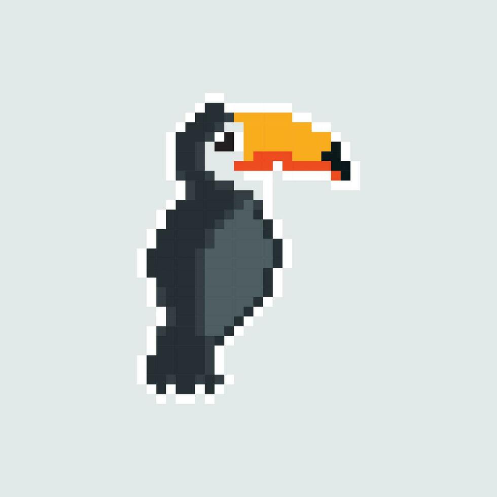pixel art toucan bird pixel art illustration vector