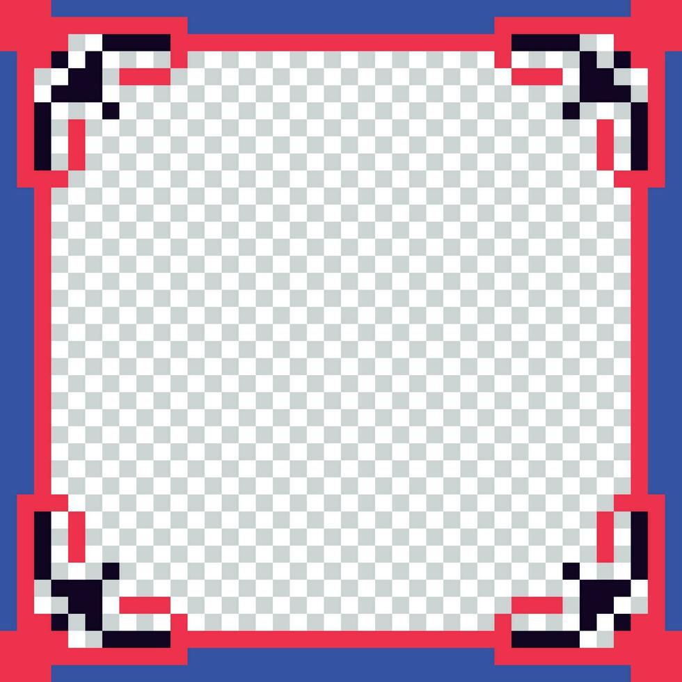 pixel square frame with red and blue border vector