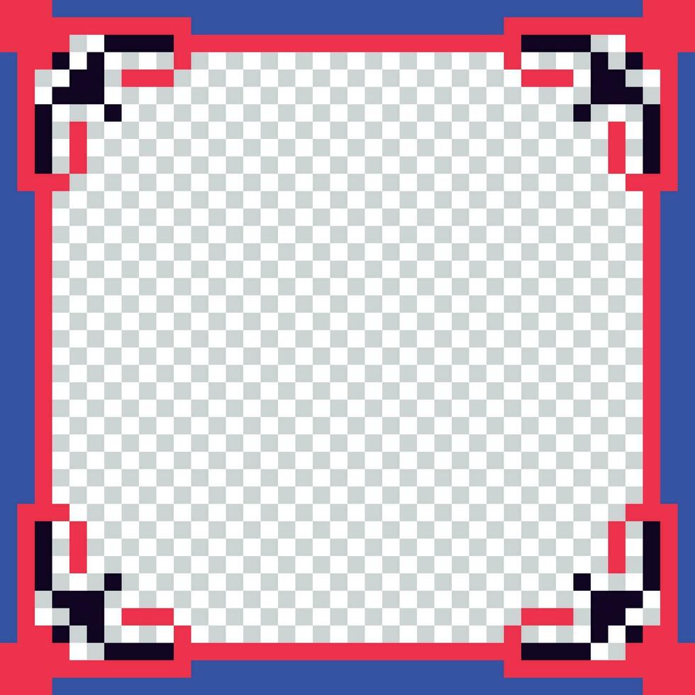 pixel square frame with red and blue border vector