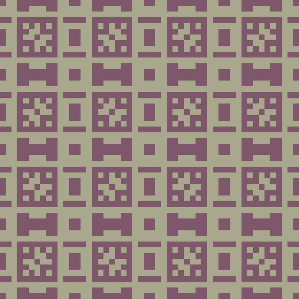 a pattern with squares and crosses on a light brown background vector