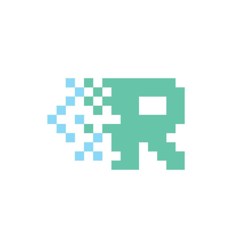 un pixelado logo con el letra r vector