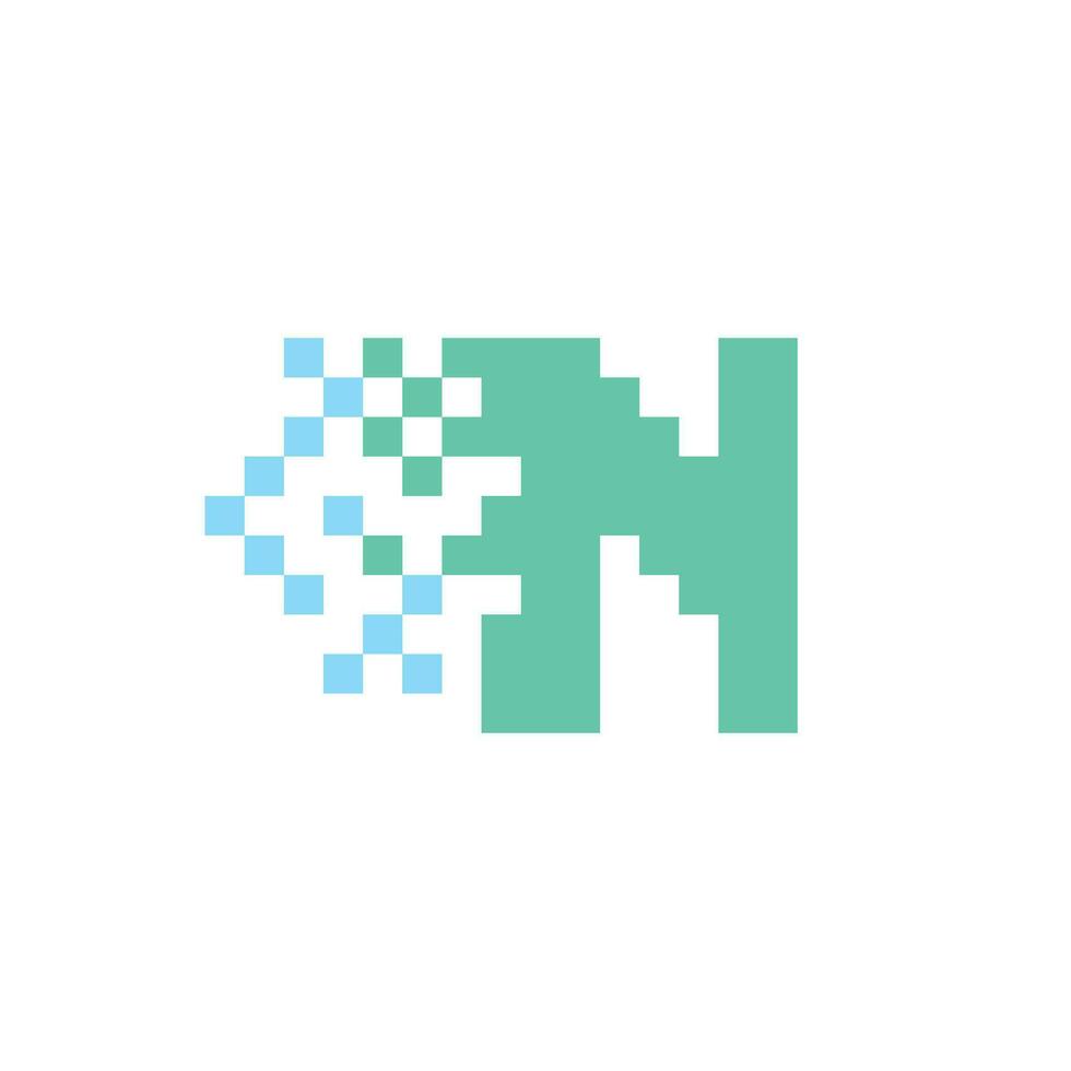 a pixelated logo with the letter n vector