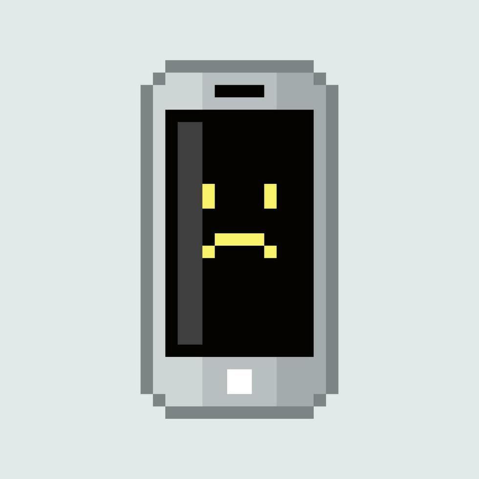 an old cell phone with a sad face on it vector