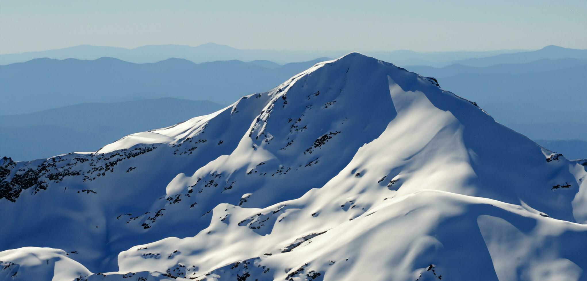 Panorama of snowy mountains Cold mountains and skyline snow-covered mountain peaks Mount Everest photo