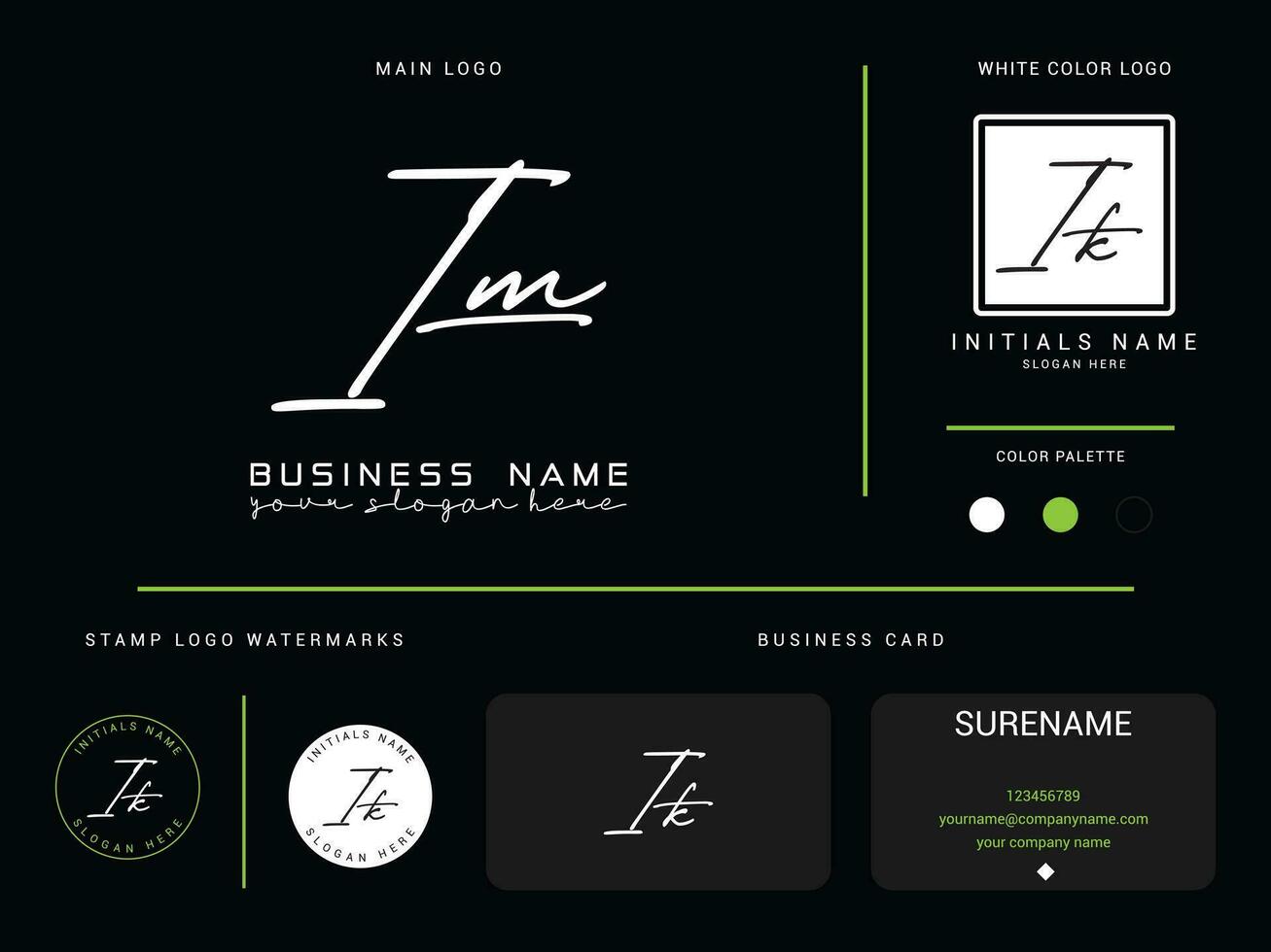 Luxury Im Fashion Logo Presentation, Business IM Signature Logo Icon Vector Letter