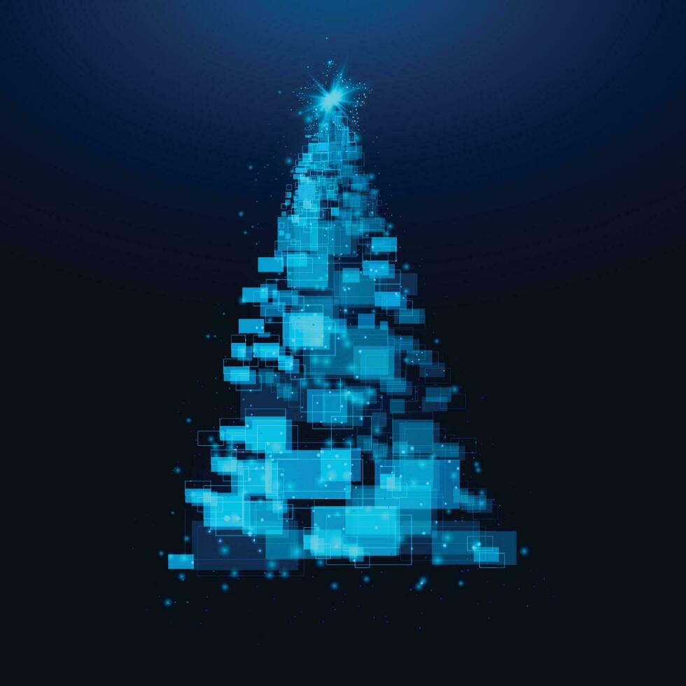 Navidad árbol hecho de geométrico formas luces y destellos vector