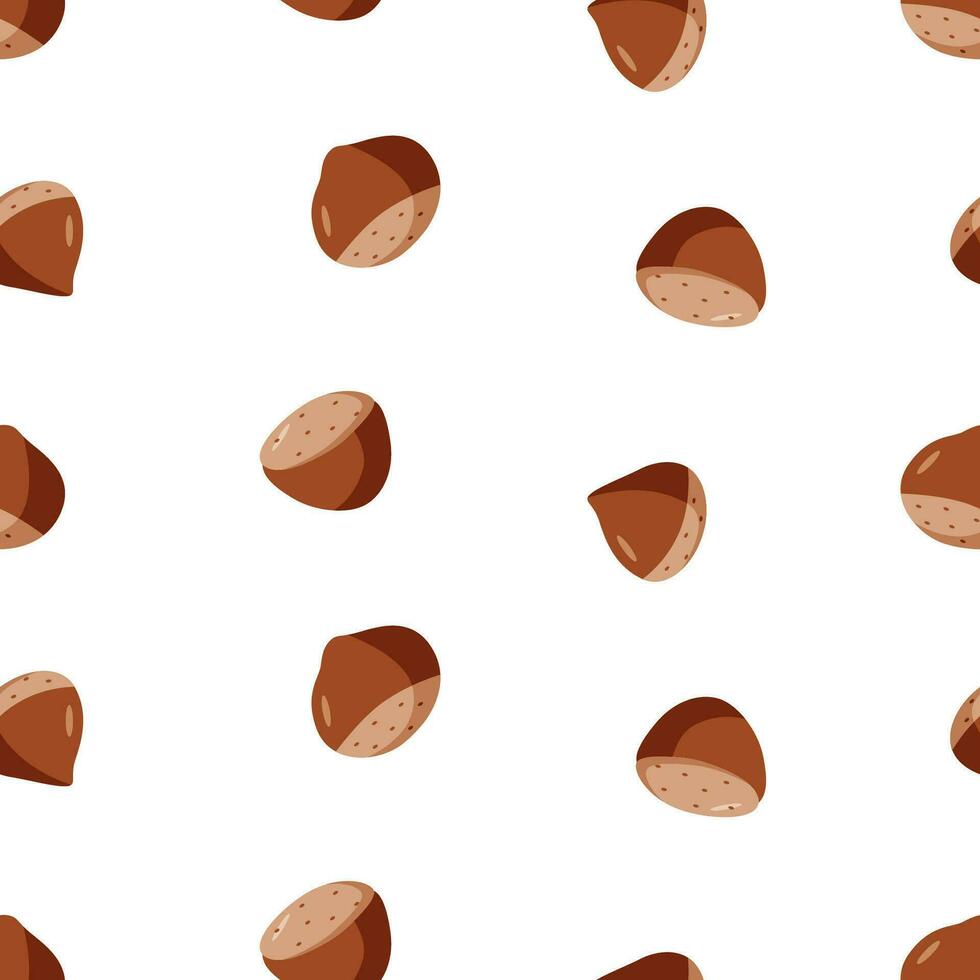 Seamless Pattern Chestnut vector illustration. Background wallpaper Cartoon drawing of chestnut nuts in a shell.