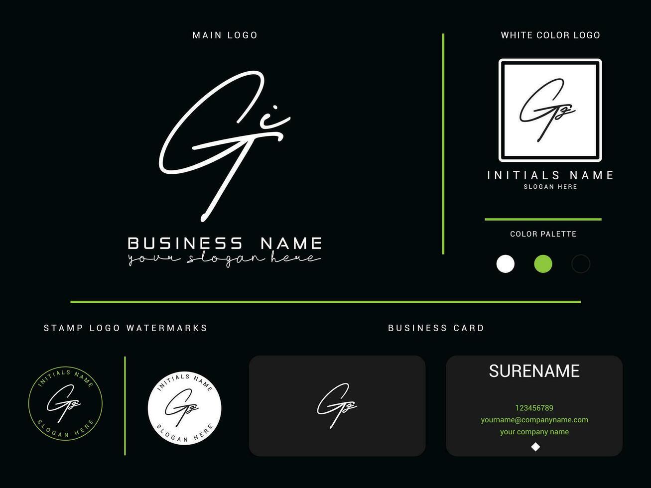 Creative Gi Signature Logo, Initial GI Luxury Letter Logo Icon Vector