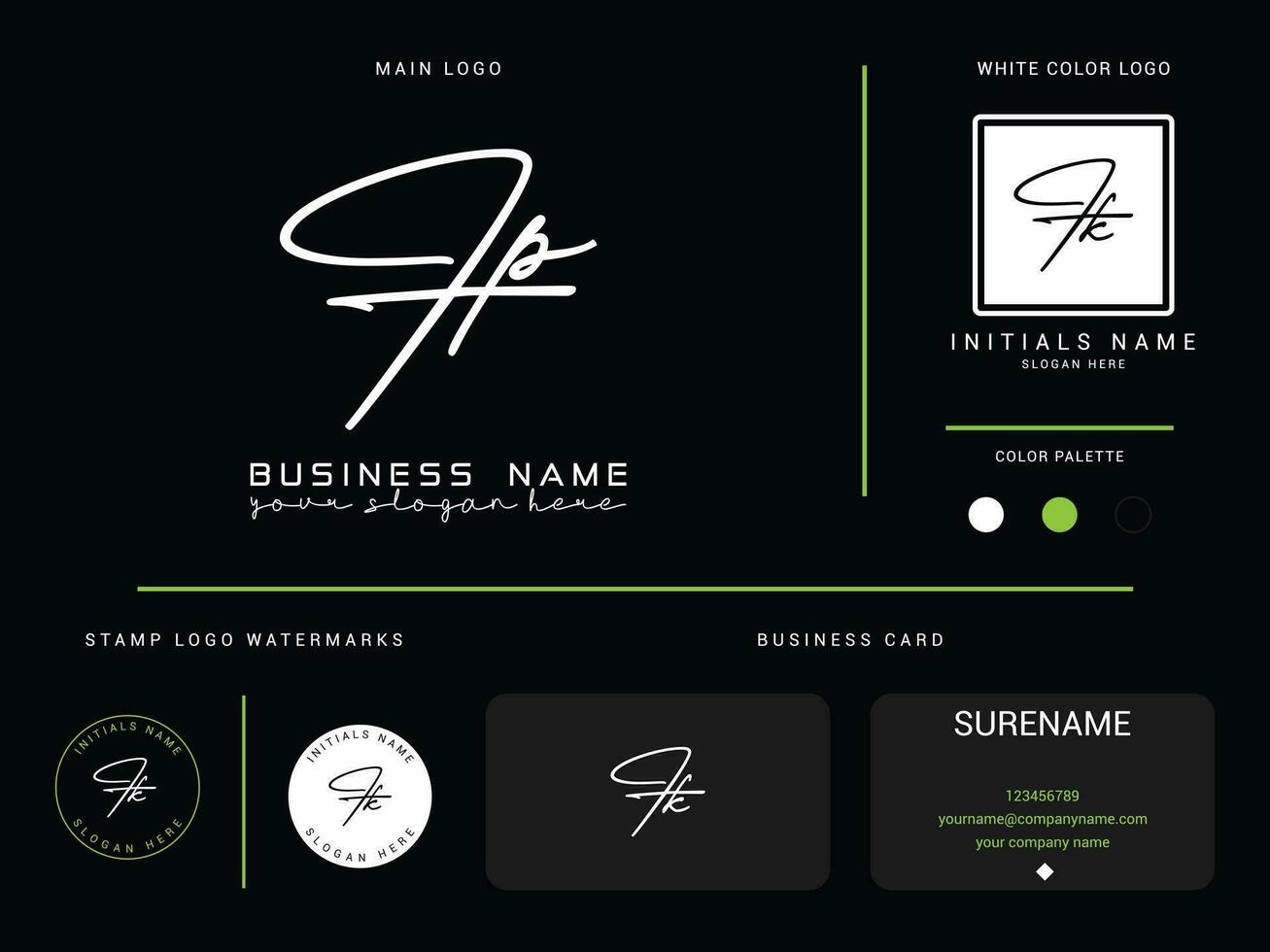 Feminine Fp Logo Branding, Minimalist FP Signature Letter Logo Icon vector