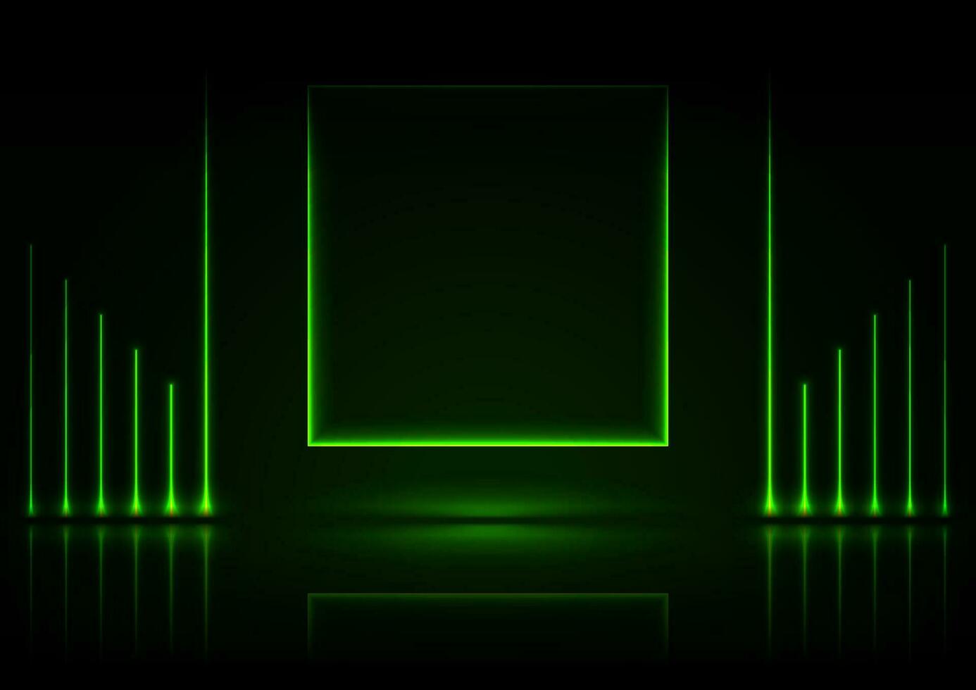 Green neon lines and square abstract technology background vector