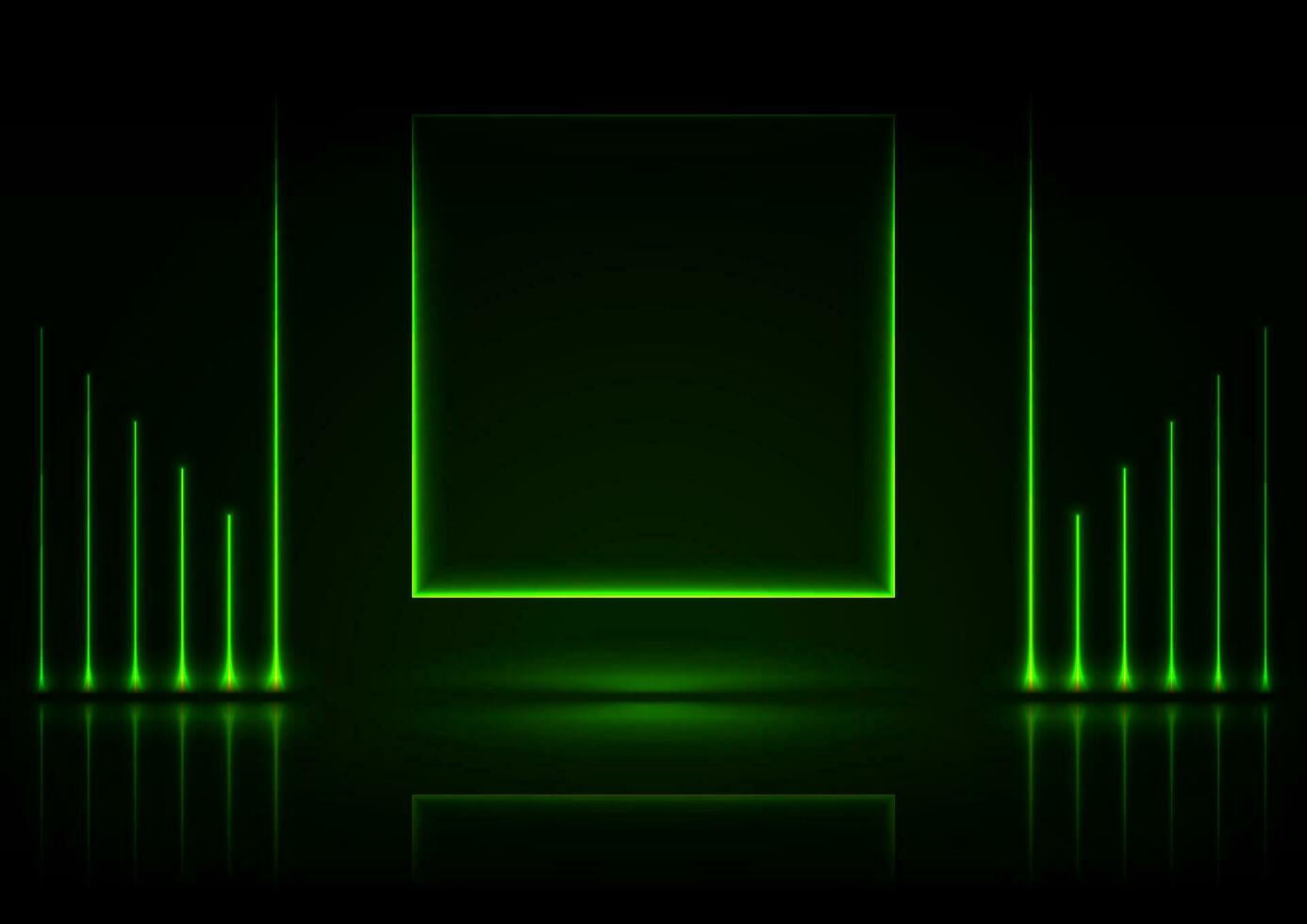 Green neon lines and square abstract technology background vector