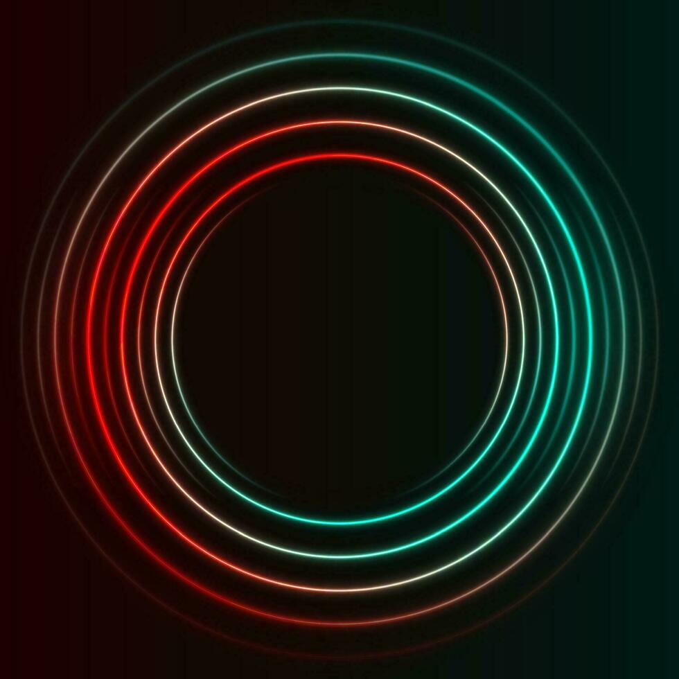 Blue and red neon circles abstract futuristic background vector