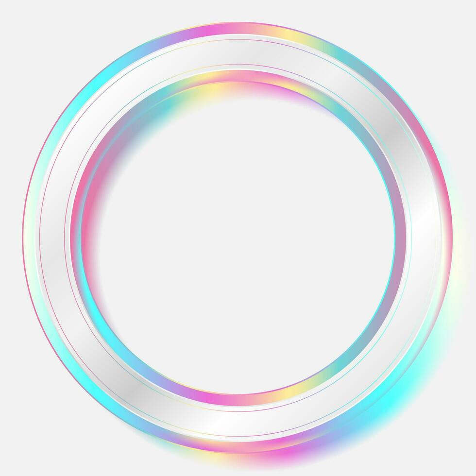 Holographic circle frame geometric abstract tech background vector