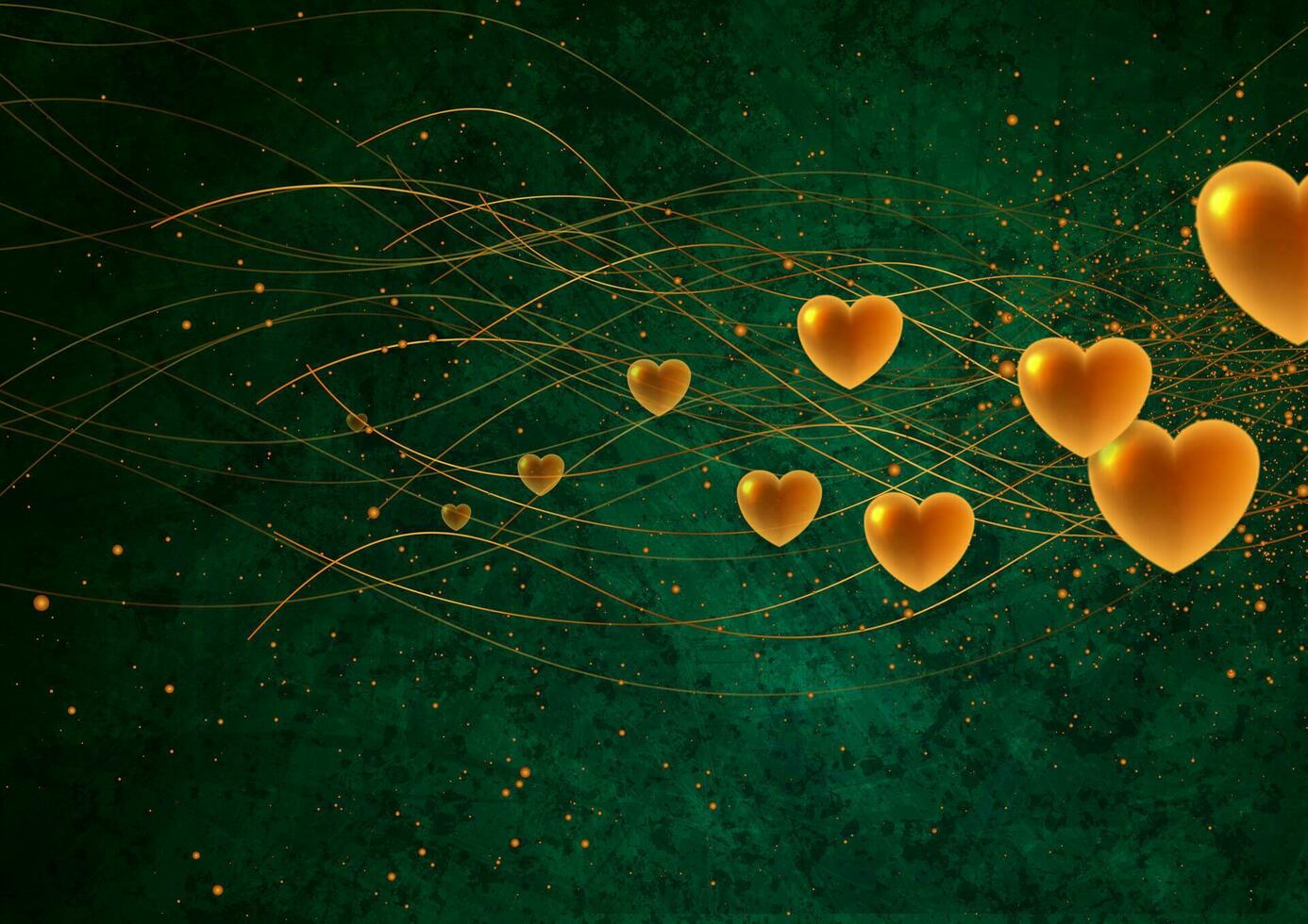 Dark green and golden Valentines Day grunge abstract background vector