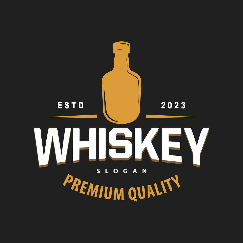 Whiskey Logo, Drink Label Design With Old Retro Vintage Ornament Illustration Premium Template vector