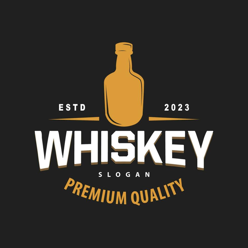 whisky logo, bebida etiqueta diseño con antiguo retro Clásico ornamento ilustración prima modelo vector