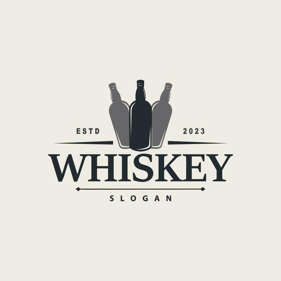 Whiskey Logo, Drink Label Design With Old Retro Vintage Ornament Illustration Premium Template vector