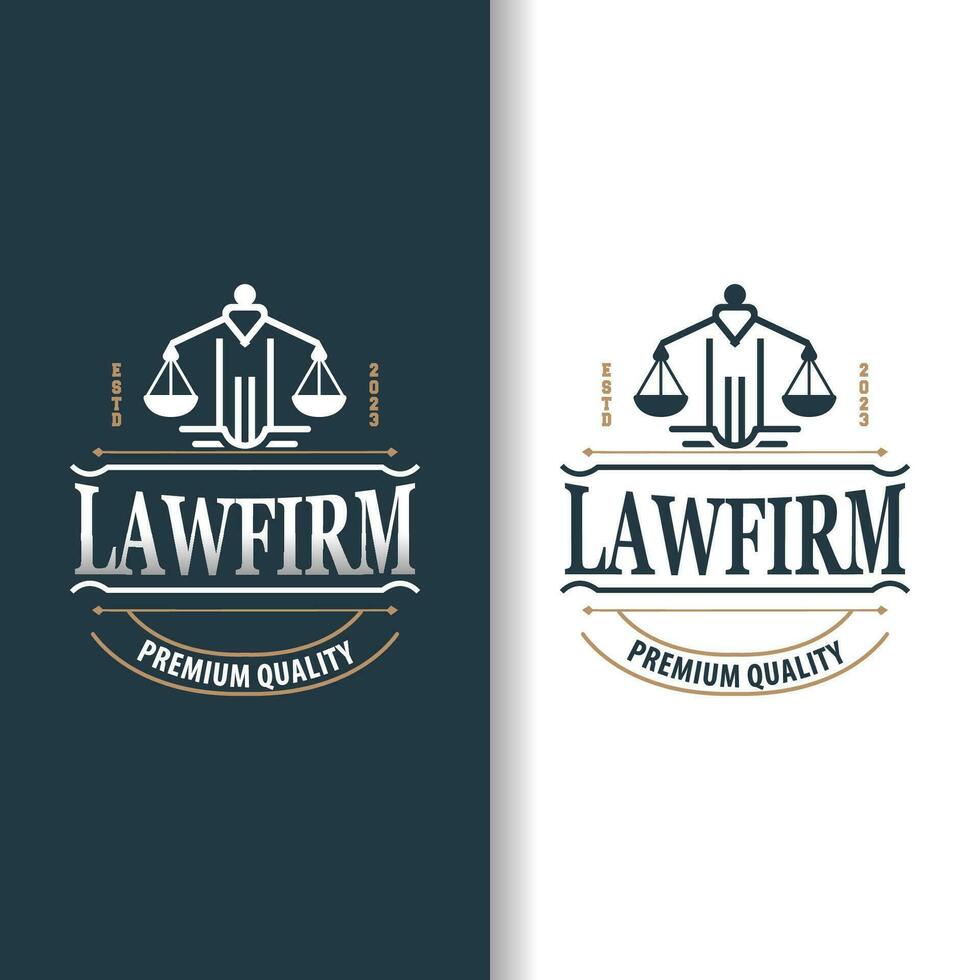 Lawyer Logo, Law Court Simple Design, Legal Scales Template Illustration Vector