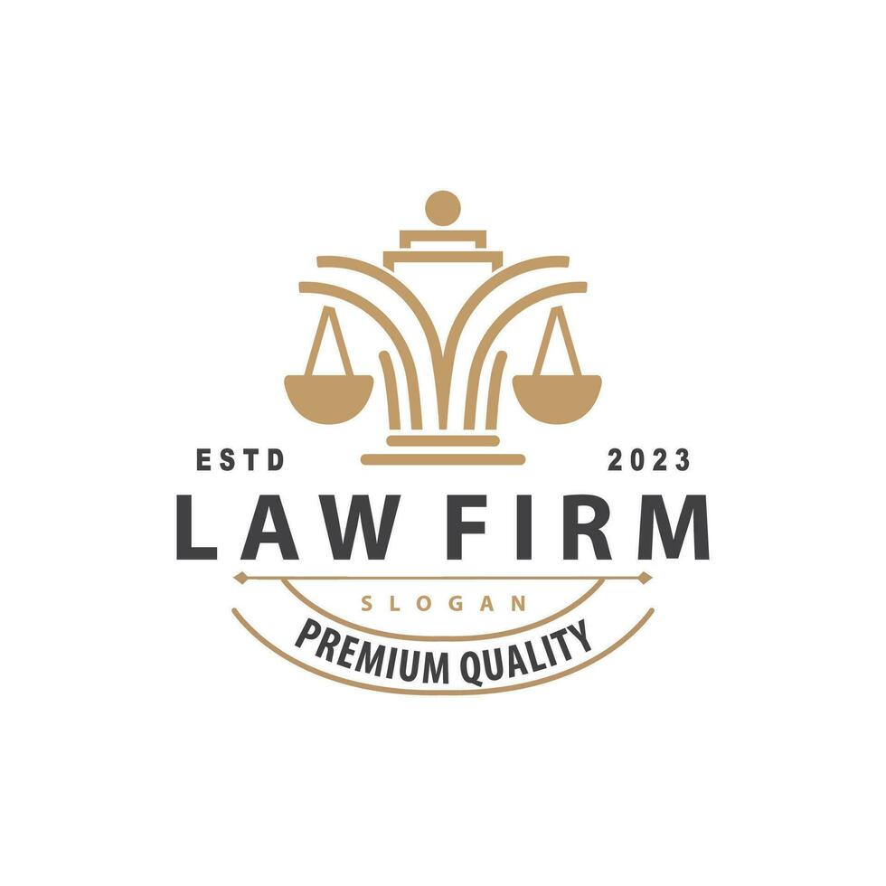 Lawyer Logo, Law Court Simple Design, Legal Scales Template Illustration Vector