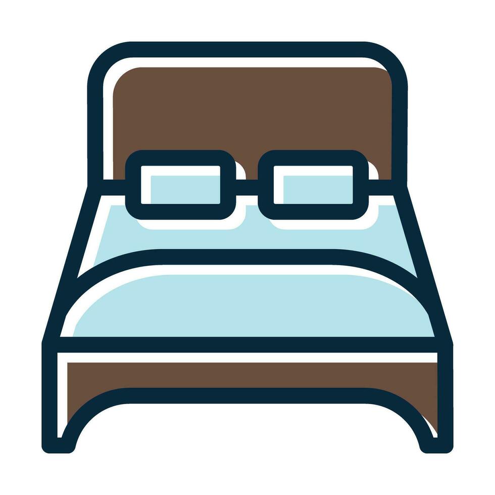 Double Bed Vector Thick Line Filled Dark Colors Icons For Personal And Commercial Use.