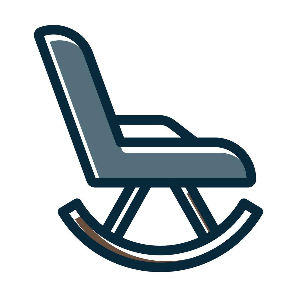 Rocking Chair Vector Thick Line Filled Dark Colors Icons For Personal And Commercial Use.