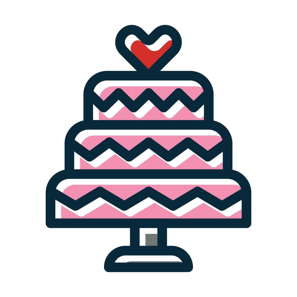 Wedding Cake Vector Thick Line Filled Dark Colors Icons For Personal And Commercial Use.