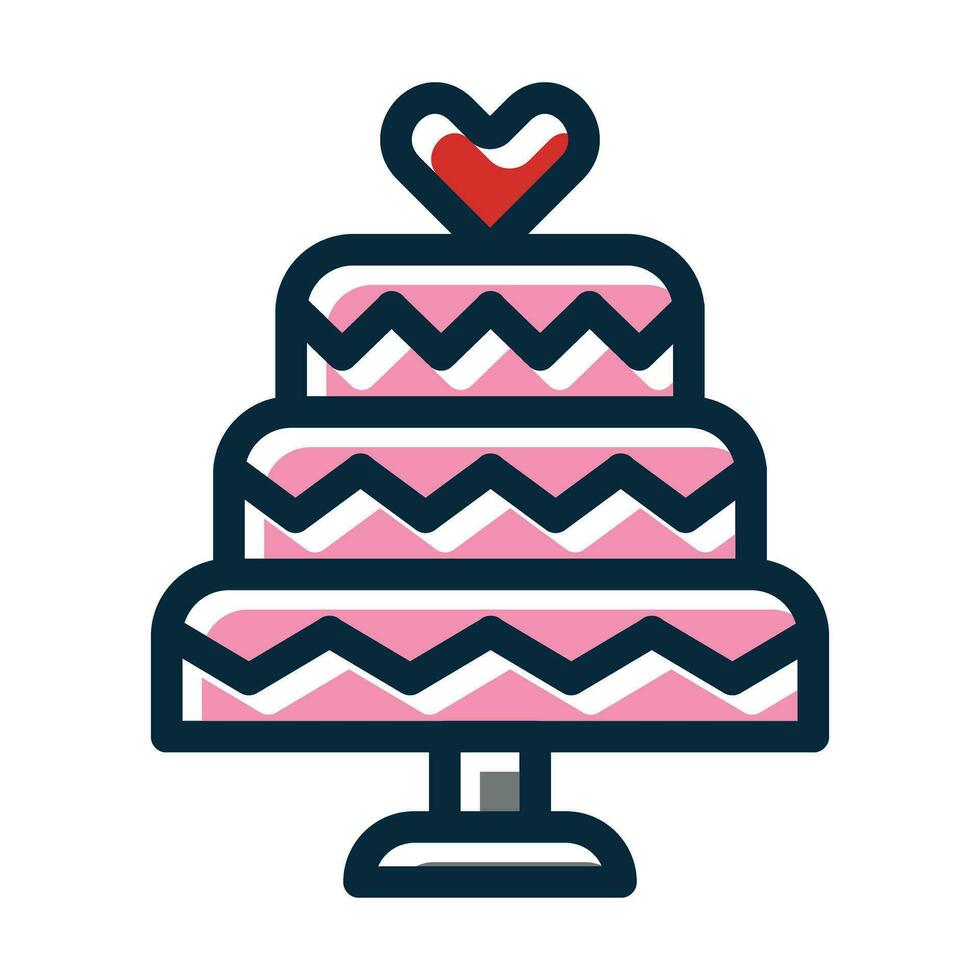 Wedding Cake Vector Thick Line Filled Dark Colors Icons For Personal And Commercial Use.