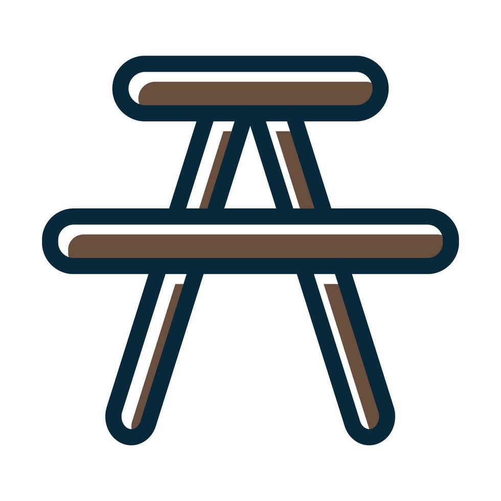 Picnic Table Vector Thick Line Filled Dark Colors Icons For Personal And Commercial Use.