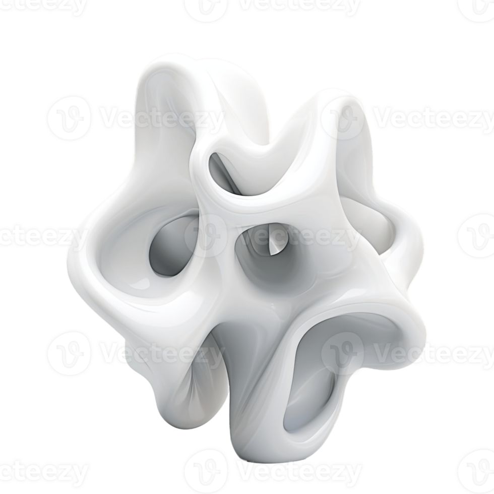 Abstract 3d fluid organic form composed shape isolated on transparent background. PNG file, cut out. AI Generated