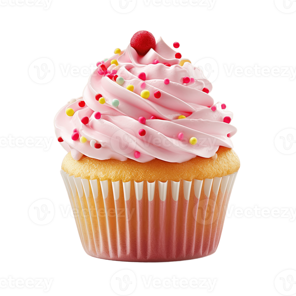 Cupcake isolated on transparent background. PNG file, cut out. AI Generated
