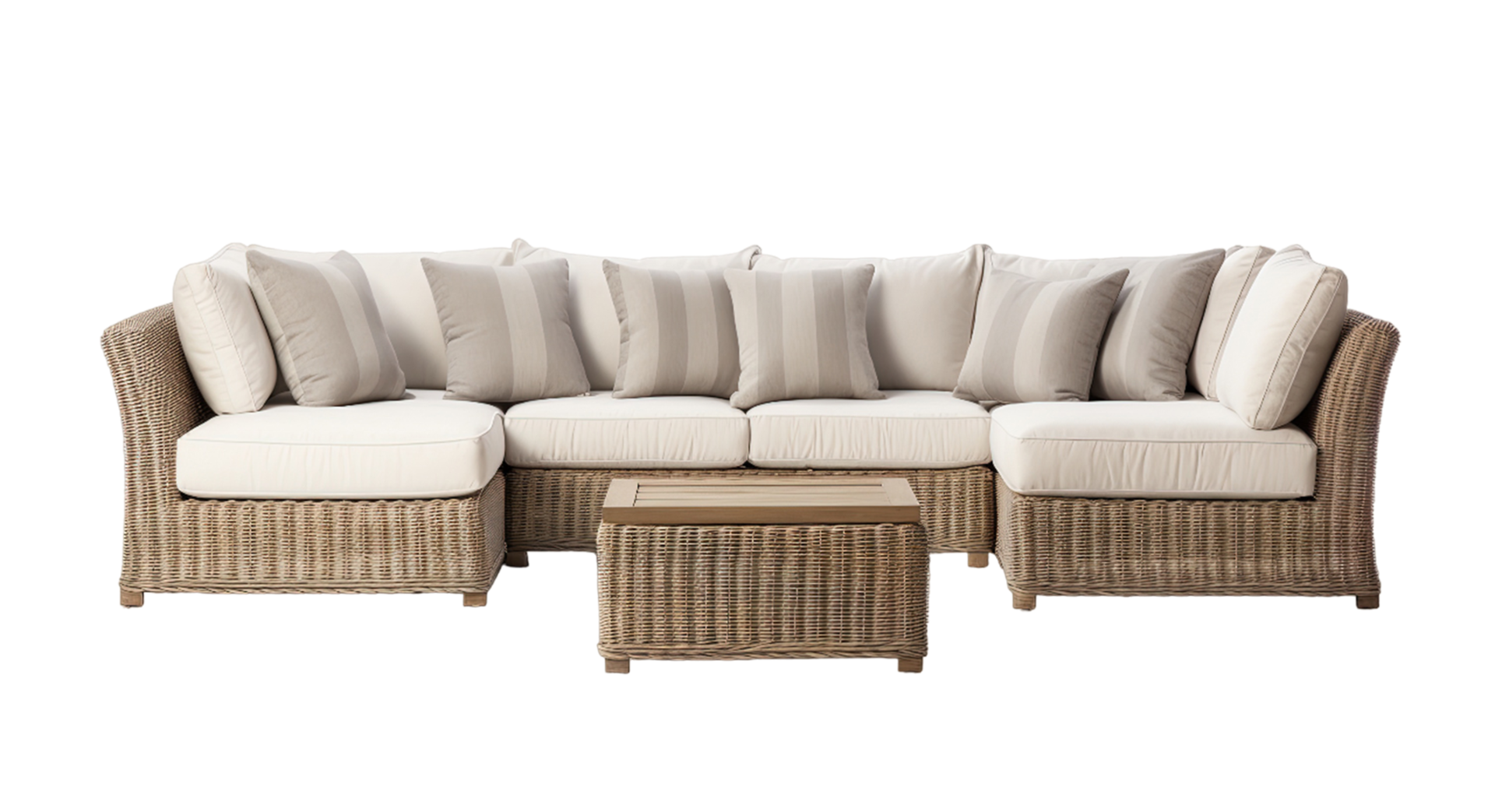 Outdoor sectional sofa isolated on transparent background. PNG file