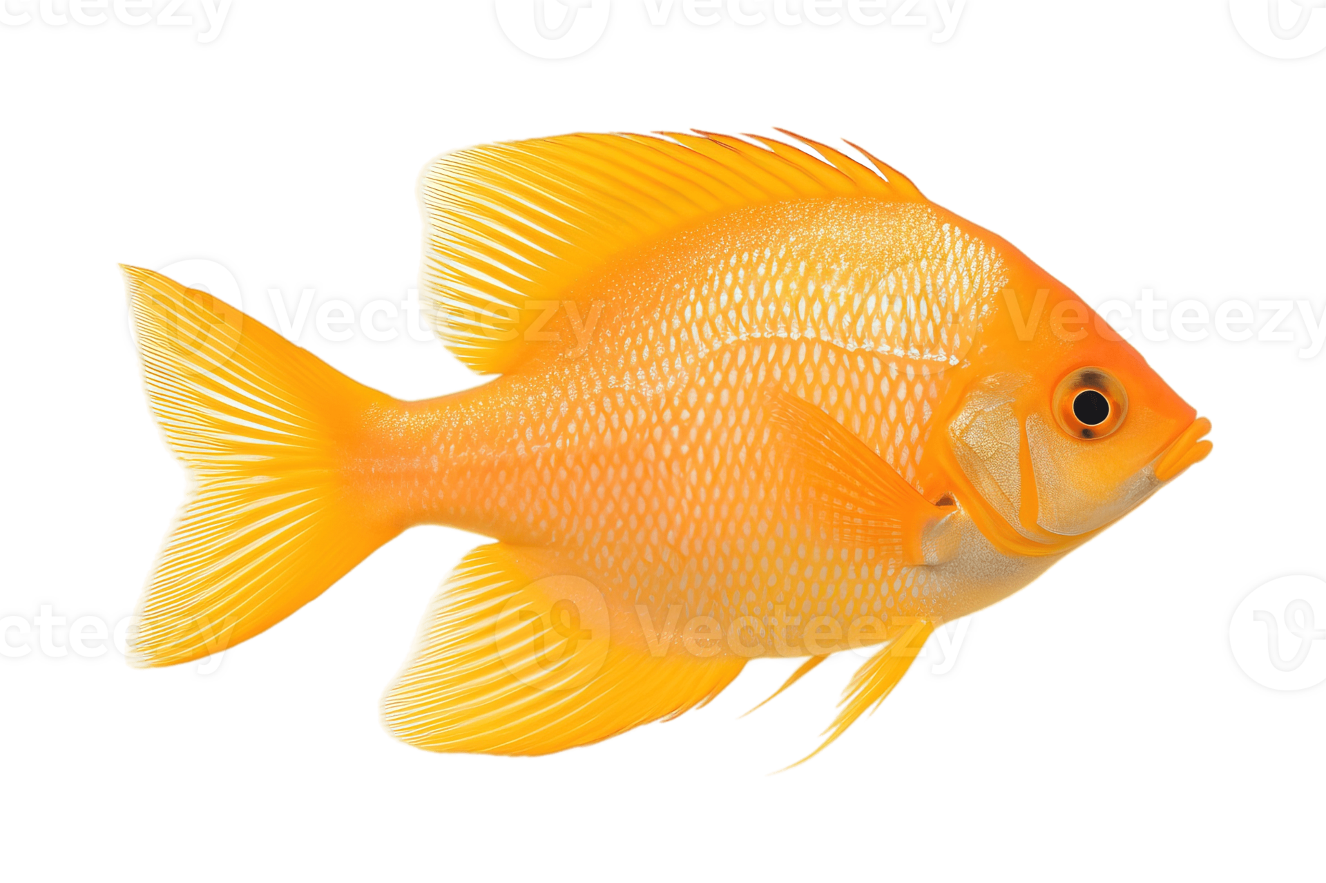 Tang fish isolated on transparent background. PNG file, cut out. AI