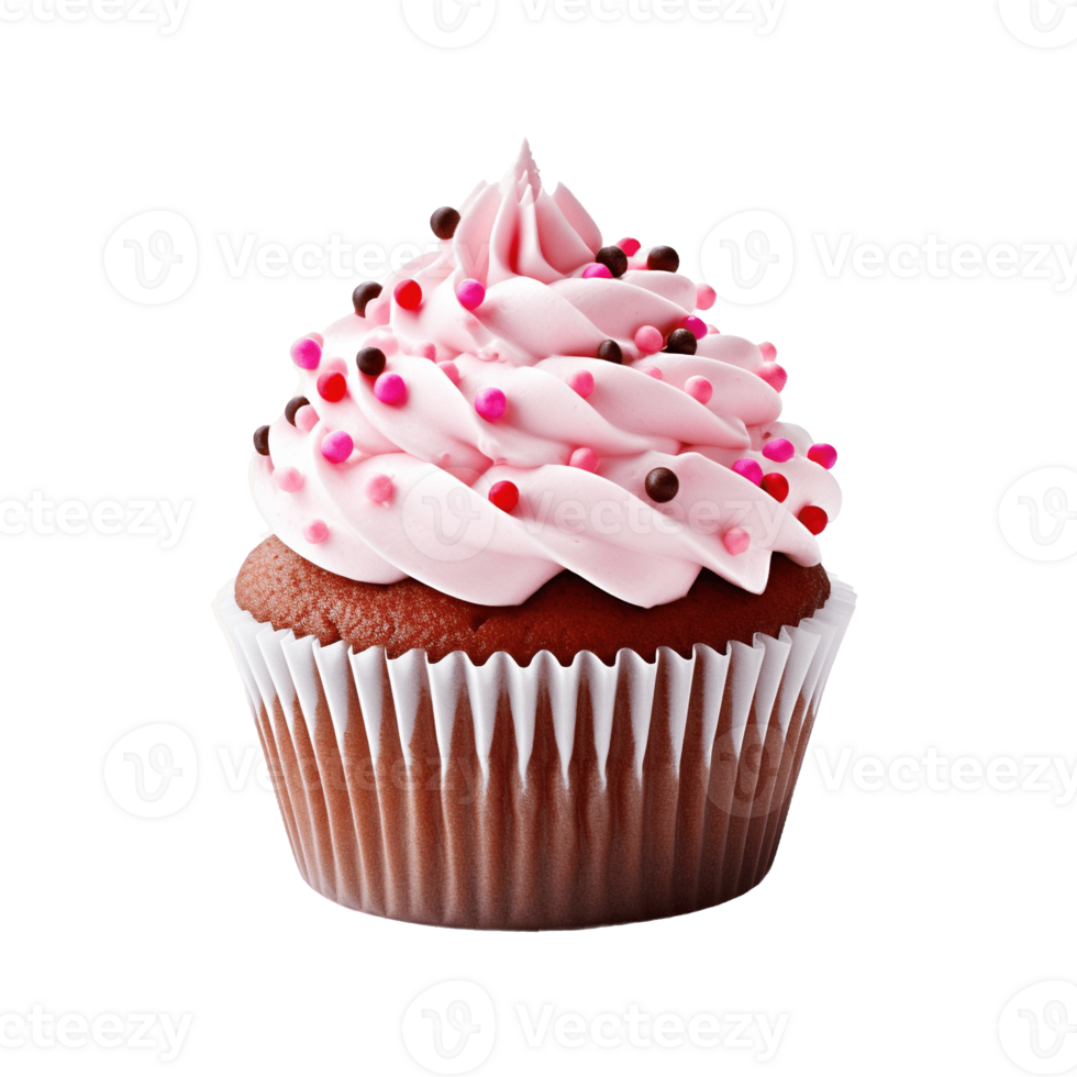 Cupcake isolated on transparent background. PNG file, cut out. AI Generated