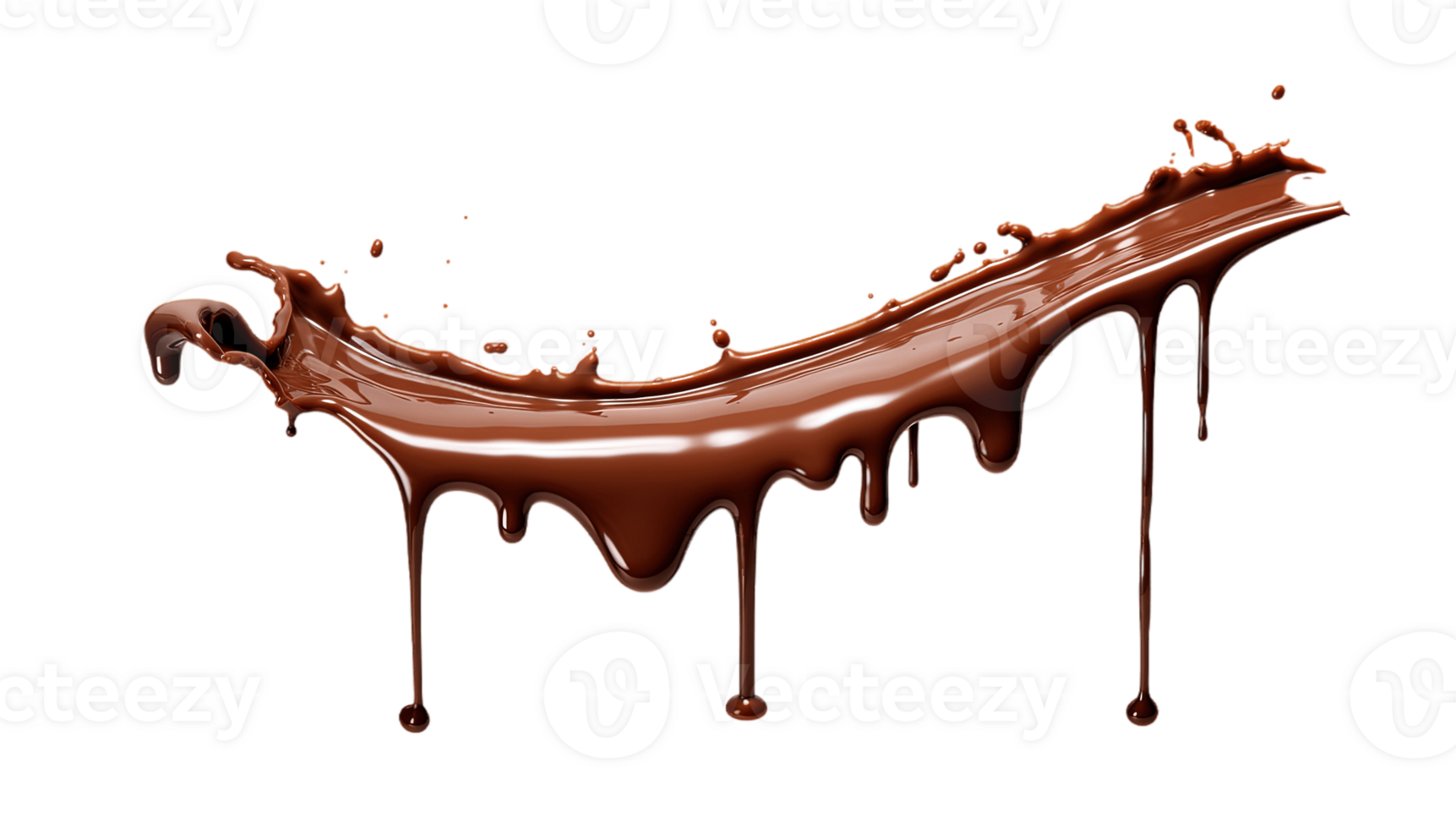 Chocolate dripping isolated on transparent background. PNG file, cut out. AI Generated
