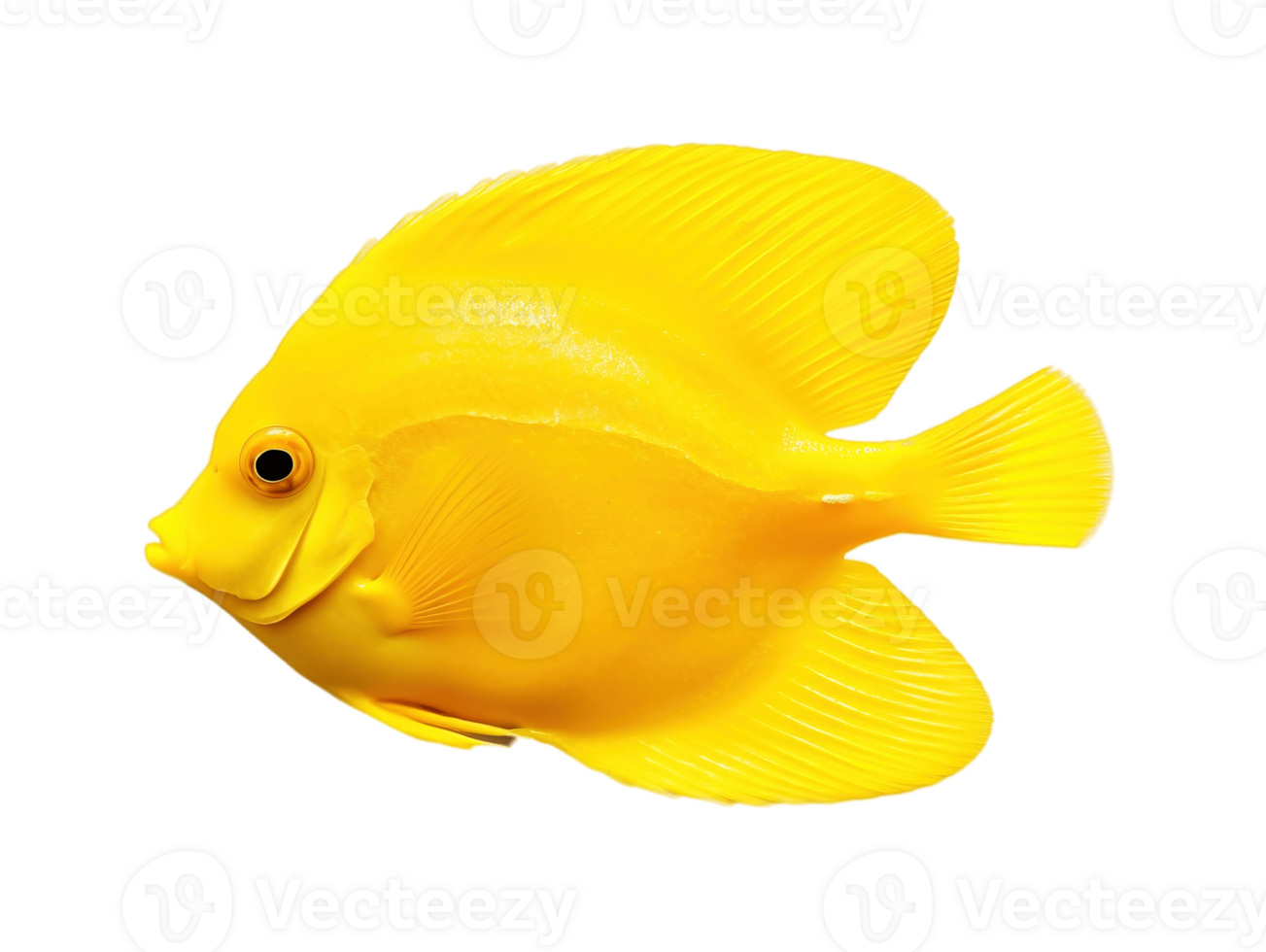 Yellow tang fish isolated on transparent background. PNG file, cut out. AI Generated