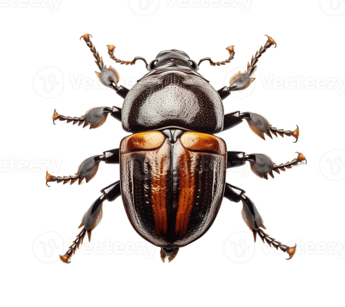 Rhinoceros beetles bug insect grub isolated on transparent background. PNG file, cut out. AI Generated